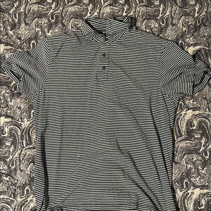 Michael Kors Black and White Striped Polo Shirt
